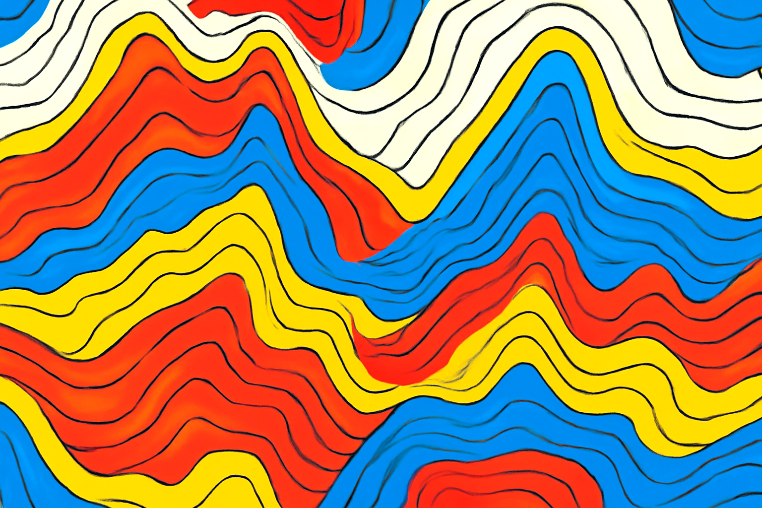 Abstract data graphic with overlapping, brightly colored contour lines resembling a topographic map, indicating dynamic changes and volatility.