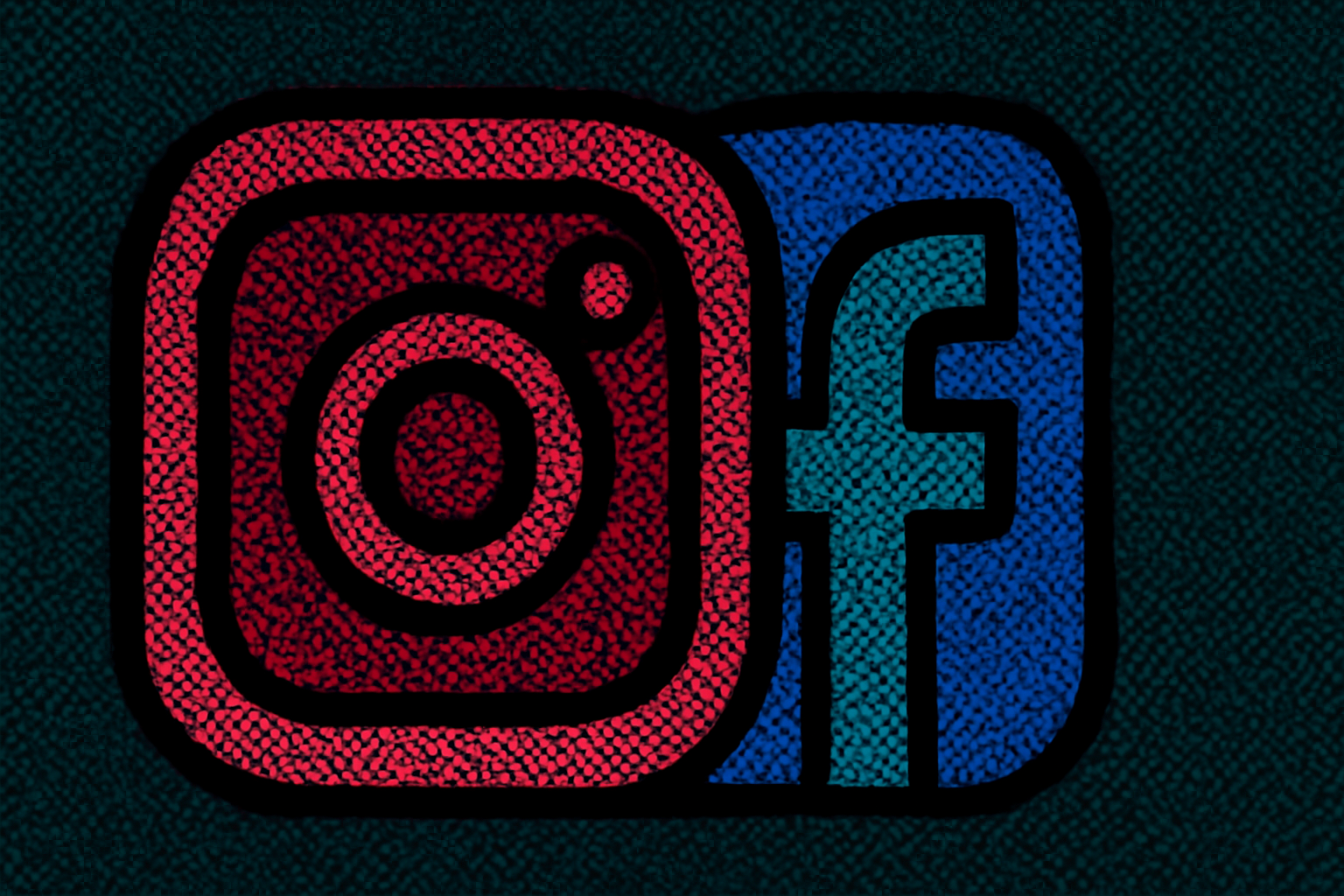 An abstract, pop-art style illustration depicting two large, overlapping circles in jewel tones, one partially obscuring the other, with a halftone dot pattern.